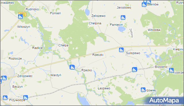 mapa Rzeczki gmina Choszczno, Rzeczki gmina Choszczno na mapie Targeo