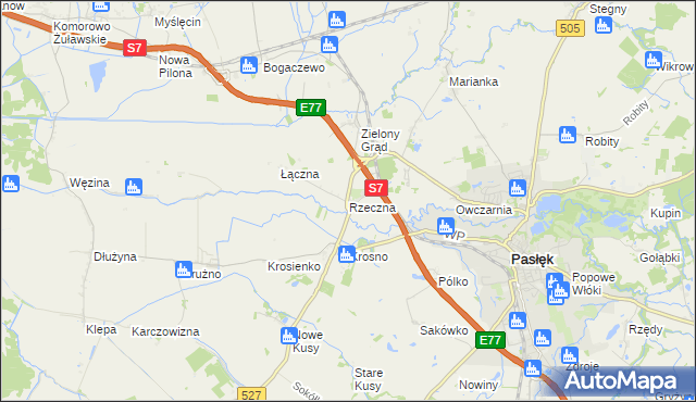 mapa Rzeczna, Rzeczna na mapie Targeo