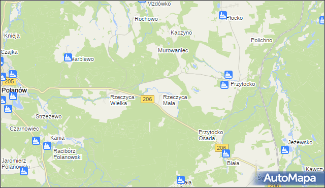 mapa Rzeczyca Mała, Rzeczyca Mała na mapie Targeo