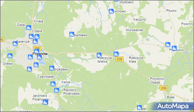 mapa Rzeczyca Wielka, Rzeczyca Wielka na mapie Targeo