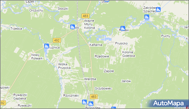 mapa Rzędowie, Rzędowie na mapie Targeo