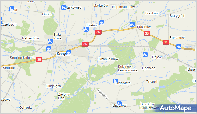 mapa Rzemiechów, Rzemiechów na mapie Targeo