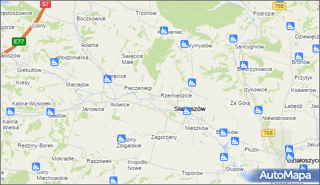 mapa Rzemiędzice, Rzemiędzice na mapie Targeo