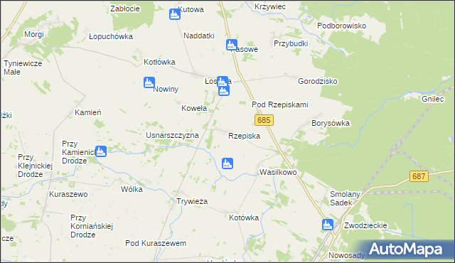 mapa Rzepiska gmina Hajnówka, Rzepiska gmina Hajnówka na mapie Targeo