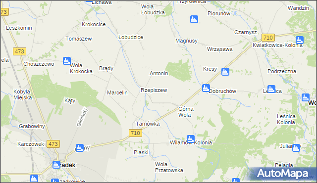 mapa Rzepiszew-Resztówka, Rzepiszew-Resztówka na mapie Targeo