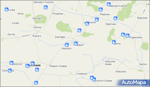 mapa Rzeplin gmina Ulhówek, Rzeplin gmina Ulhówek na mapie Targeo