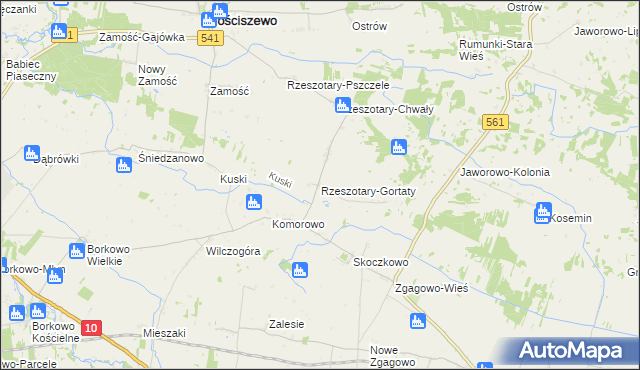 mapa Rzeszotary-Gortaty, Rzeszotary-Gortaty na mapie Targeo