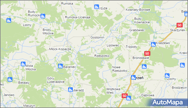 mapa Rzeszotko, Rzeszotko na mapie Targeo