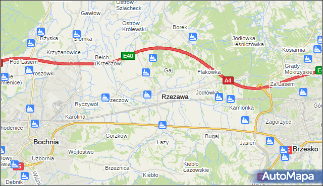 mapa Rzezawa, Rzezawa na mapie Targeo