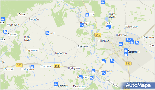 mapa Rzężawy gmina Żuromin, Rzężawy gmina Żuromin na mapie Targeo