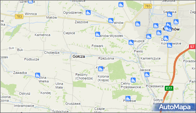 mapa Rzeżuśnia, Rzeżuśnia na mapie Targeo