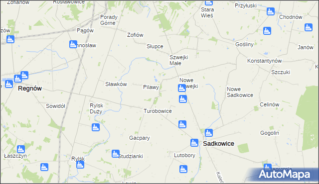 mapa Rzymiec gmina Sadkowice, Rzymiec gmina Sadkowice na mapie Targeo