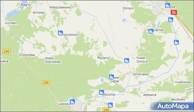 mapa Rzywno, Rzywno na mapie Targeo