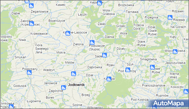 mapa Sadek gmina Jodłownik, Sadek gmina Jodłownik na mapie Targeo
