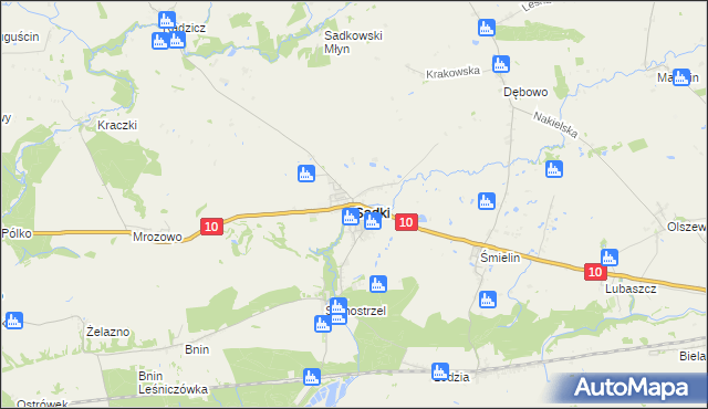 mapa Sadki powiat nakielski, Sadki powiat nakielski na mapie Targeo