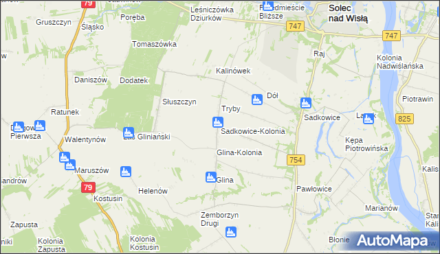 mapa Sadkowice-Kolonia, Sadkowice-Kolonia na mapie Targeo