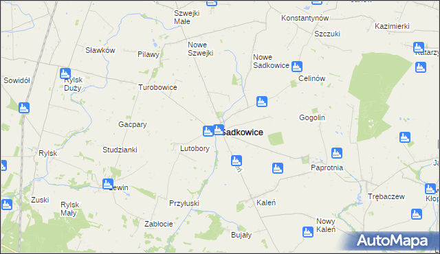 mapa Sadkowice powiat rawski, Sadkowice powiat rawski na mapie Targeo