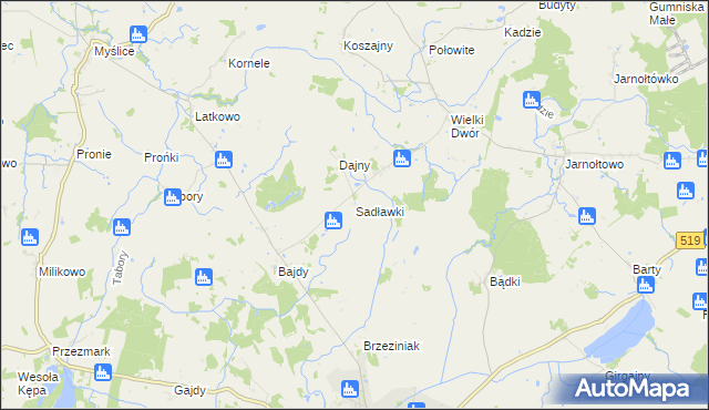 mapa Sadławki, Sadławki na mapie Targeo