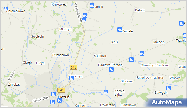 mapa Sadłowo gmina Bieżuń, Sadłowo gmina Bieżuń na mapie Targeo