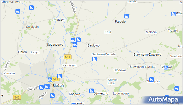 mapa Sadłowo-Parcele, Sadłowo-Parcele na mapie Targeo
