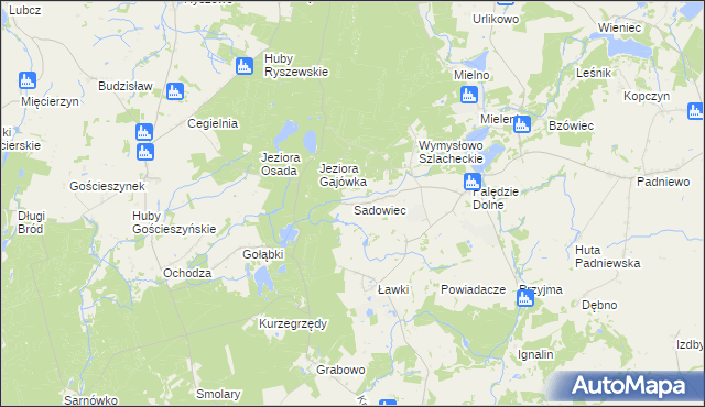 mapa Sadowiec gmina Mogilno, Sadowiec gmina Mogilno na mapie Targeo