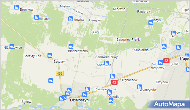 mapa Sadowiec-Niwy, Sadowiec-Niwy na mapie Targeo