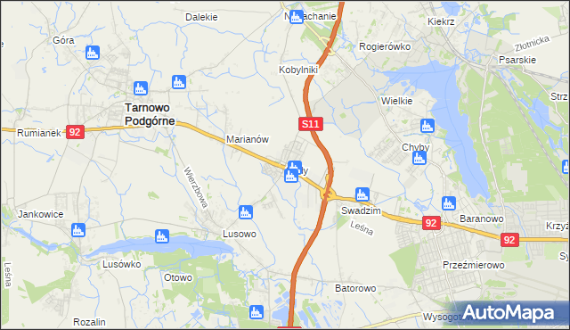 mapa Sady gmina Tarnowo Podgórne, Sady gmina Tarnowo Podgórne na mapie Targeo