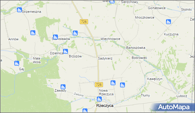 mapa Sadykierz gmina Rzeczyca, Sadykierz gmina Rzeczyca na mapie Targeo