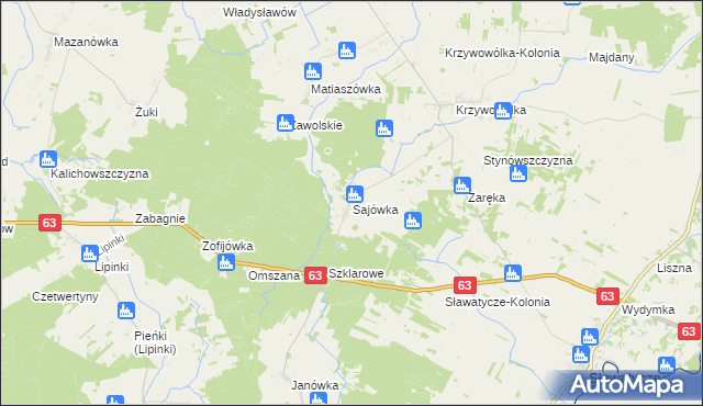 mapa Sajówka, Sajówka na mapie Targeo