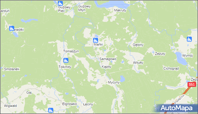 mapa Samagowo, Samagowo na mapie Targeo