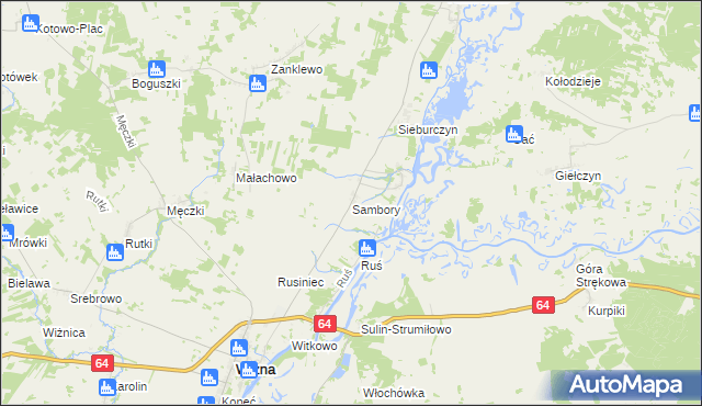 mapa Sambory, Sambory na mapie Targeo