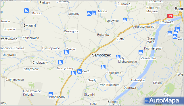 mapa Samborzec, Samborzec na mapie Targeo