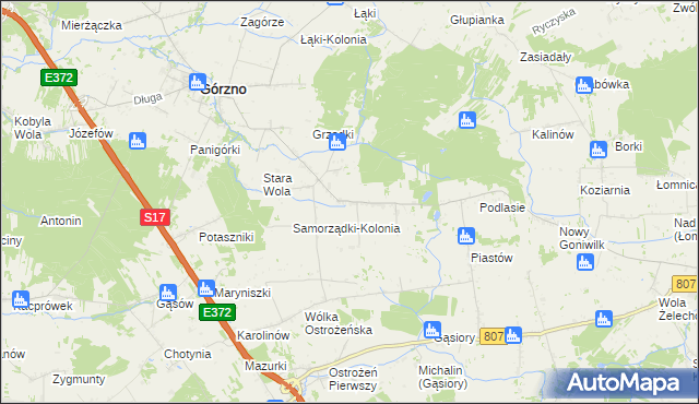 mapa Samorządki, Samorządki na mapie Targeo