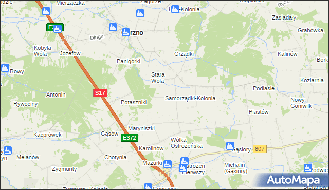 mapa Samorządki-Kolonia, Samorządki-Kolonia na mapie Targeo