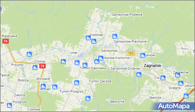 mapa Samsonów-Komorniki, Samsonów-Komorniki na mapie Targeo