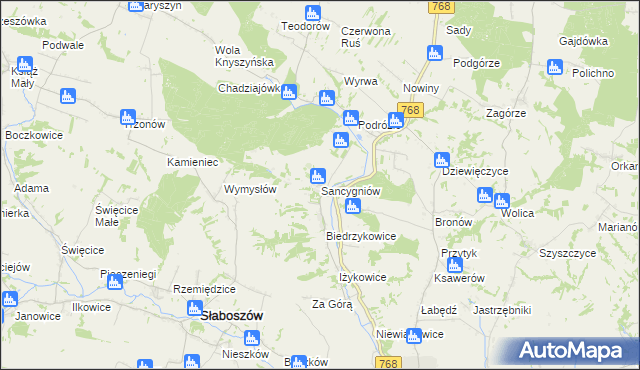 mapa Sancygniów, Sancygniów na mapie Targeo