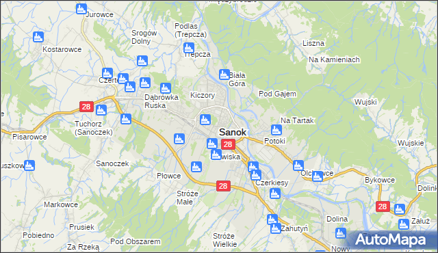 mapa Sanok, Sanok na mapie Targeo