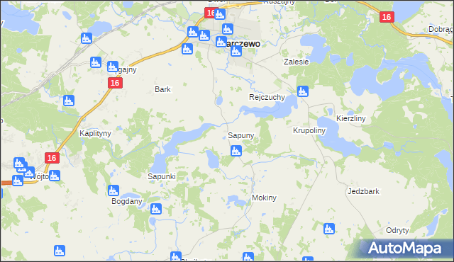 mapa Sapuny, Sapuny na mapie Targeo