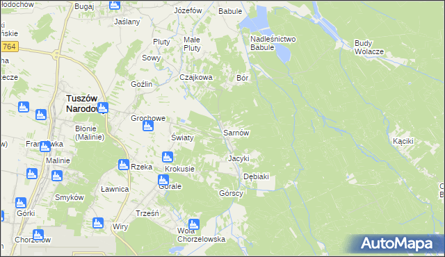 mapa Sarnów gmina Tuszów Narodowy, Sarnów gmina Tuszów Narodowy na mapie Targeo