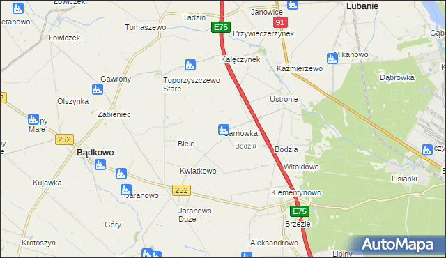 mapa Sarnówka gmina Lubanie, Sarnówka gmina Lubanie na mapie Targeo