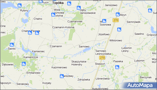 mapa Sarnowo gmina Lubraniec, Sarnowo gmina Lubraniec na mapie Targeo
