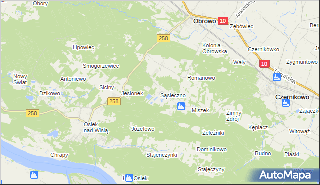 mapa Sąsieczno gmina Obrowo, Sąsieczno gmina Obrowo na mapie Targeo