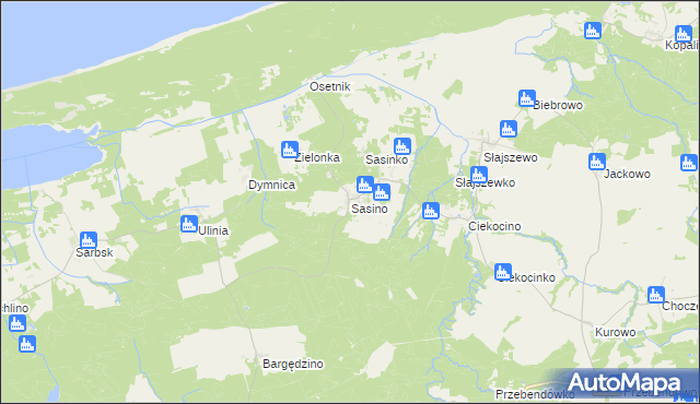 mapa Sasino, Sasino na mapie Targeo