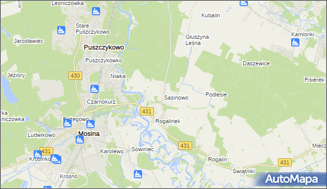 mapa Sasinowo, Sasinowo na mapie Targeo