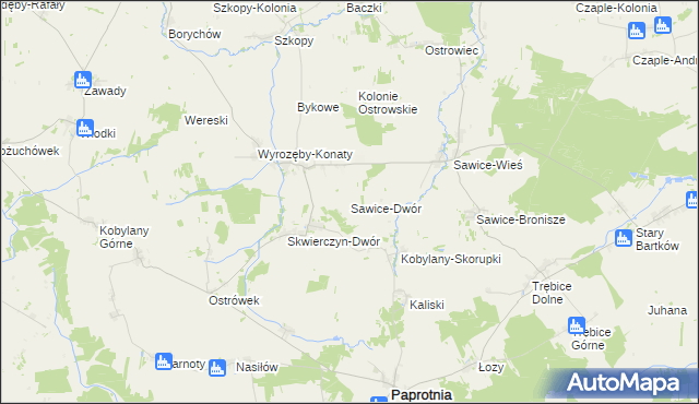 mapa Sawice-Dwór, Sawice-Dwór na mapie Targeo