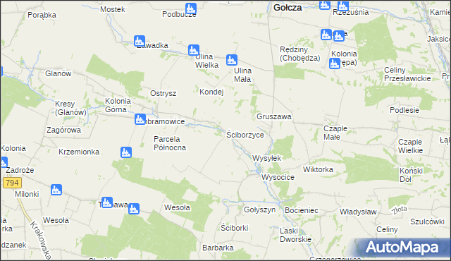 mapa Ściborzyce, Ściborzyce na mapie Targeo