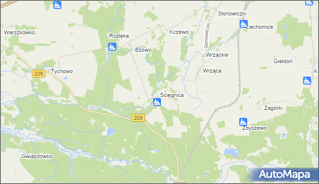 mapa Ścięgnica, Ścięgnica na mapie Targeo