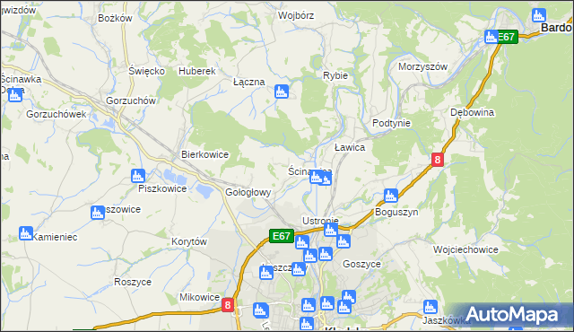 mapa Ścinawica, Ścinawica na mapie Targeo