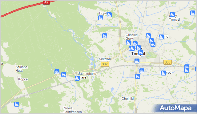 mapa Sękowo gmina Nowy Tomyśl, Sękowo gmina Nowy Tomyśl na mapie Targeo