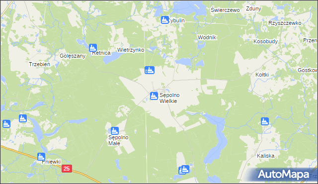 mapa Sępolno Wielkie, Sępolno Wielkie na mapie Targeo